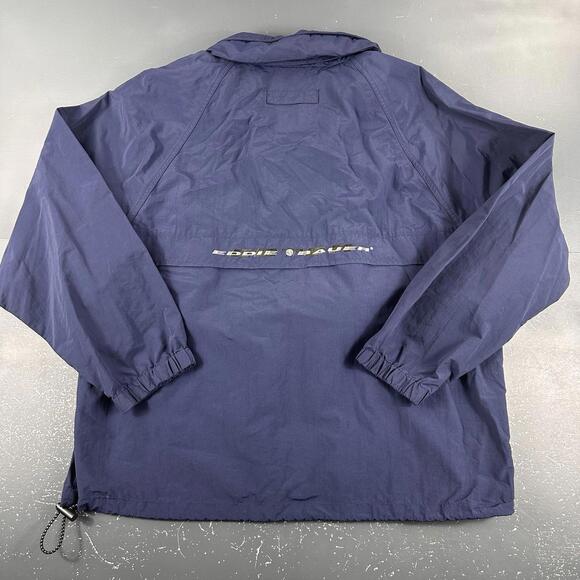 VTG Eddie Bauer Jacket Mens Large Navy EBTEK Nylon 1/2 Zip Anorak Wind Rain - Picture 7 of 10